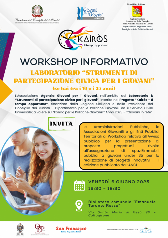 Workshop “Strumenti di partecipazione civica per i giovani” – Progetto Kairòs